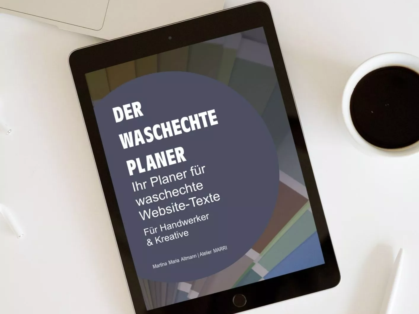 Digitales Workbook „Der Waschechte Planer“ auf Tablet: In 90 Minuten zu perfekten Website-Texten für Handwerker
